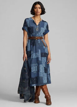 Robe à Patchwork Jersey Indigo -LOLY Femme Vetements Magasin s7 1464683 alternate2