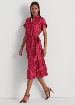 Robe Nouée à La Taille Motif Géométrique
