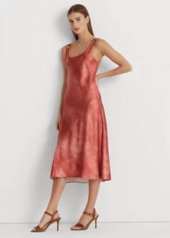 Robe En Satin à Motif Tie-dye à Anneaux