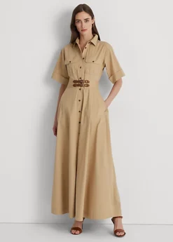 Robe-chemise Bordée De Boucles En Coton