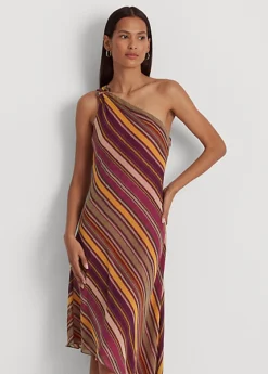 Robe Asymétrique Rayée En Georgette -LOLY Femme Vetements Magasin s7 1483515 alternate1