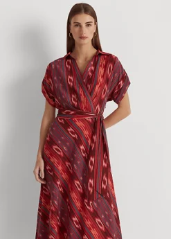 Robe Ceinturée Rayée Géo En Crêpe -LOLY Femme Vetements Magasin s7 1483522 alternate1