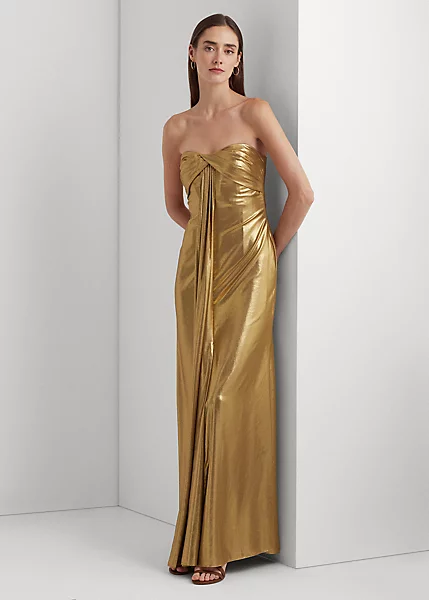 Robe Bustier Mousseline Soie Métallisée 1 Robe Bustier Mousseline Soie Métallisée