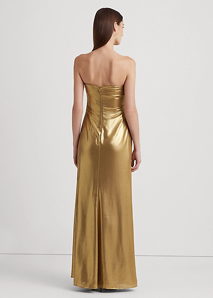 Robe Bustier Mousseline Soie Métallisée 4 Robe Bustier Mousseline Soie Métallisée – Image 4