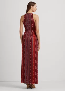 Robe Dos Nu En Georgette Rayée Motif Géo -LOLY Femme Vetements Magasin s7 1483553 alternate3
