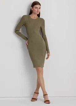 Robe à Manches Longues En Maille Côtelée