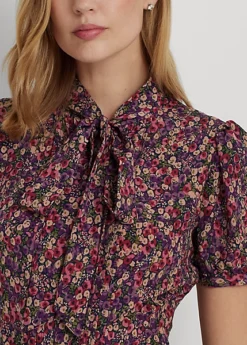 Robe-chemise Lavallière Fleurie En Crêpe 9 Robe-chemise Lavallière Fleurie En Crêpe -LOLY Femme Vetements Magasin s7 1483585 alternate4