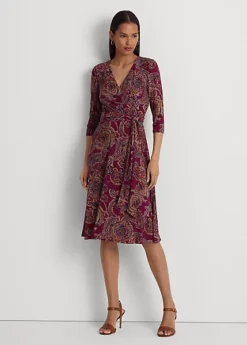 Robe En Jersey à Col En V Croisé