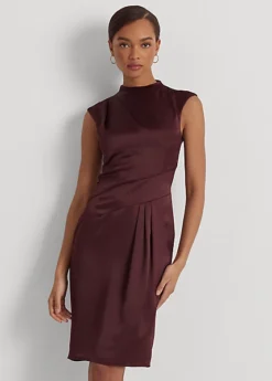 Robe Col Cheminée En Charmeuse De Satin -LOLY Femme Vetements Magasin s7 1483602 alternate1