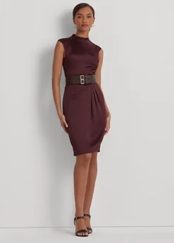 Robe Col Cheminée En Charmeuse De Satin