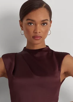 Robe Col Cheminée En Charmeuse De Satin -LOLY Femme Vetements Magasin s7 1483602 alternate4