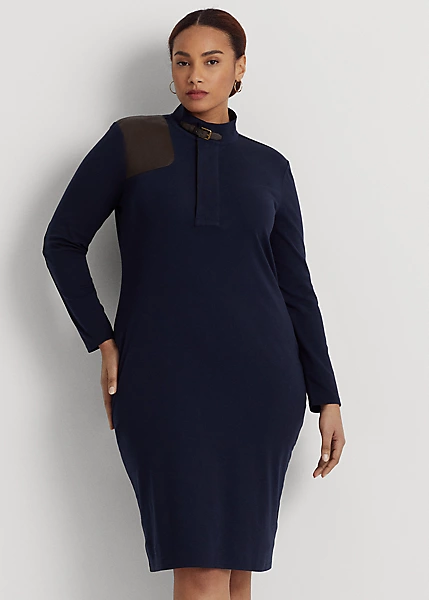 Robe Bordée De Cuir Vegan Coton Stretch 3 Robe Bordée De Cuir Vegan Coton Stretch – Image 3