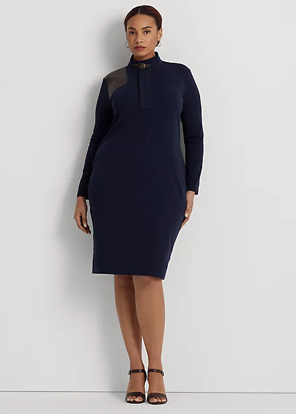 Robe Bordée De Cuir Vegan Coton Stretch 1 Robe Bordée De Cuir Vegan Coton Stretch