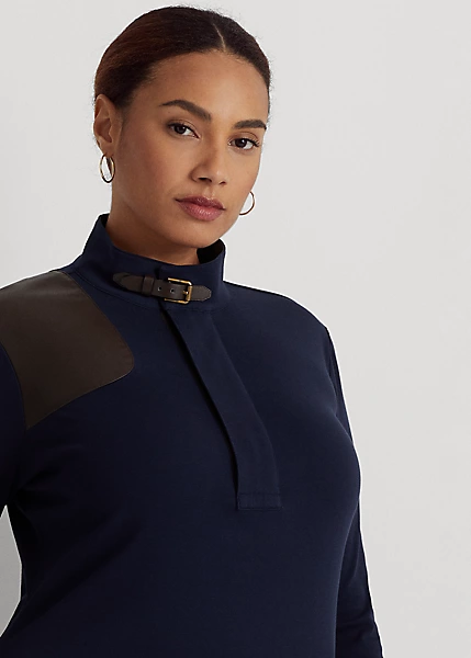 Robe Bordée De Cuir Vegan Coton Stretch 5 Robe Bordée De Cuir Vegan Coton Stretch – Image 5