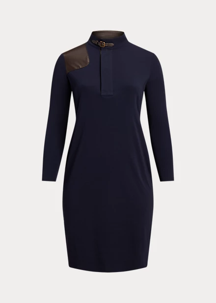 Robe Bordée De Cuir Vegan Coton Stretch 2 Robe Bordée De Cuir Vegan Coton Stretch – Image 2