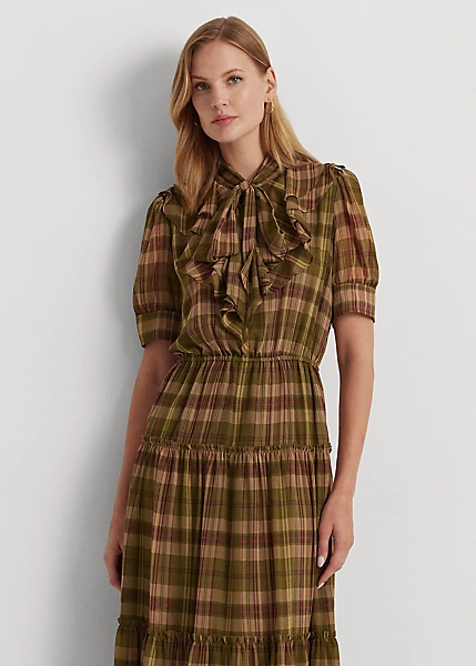 Robe Lavallière écossaise En Georgette 3 Robe Lavallière écossaise En Georgette – Image 3