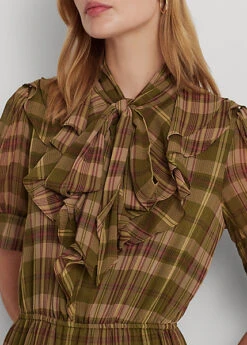 Robe Lavallière écossaise En Georgette 9 Robe Lavallière écossaise En Georgette -LOLY Femme Vetements Magasin s7 1483617 alternate4