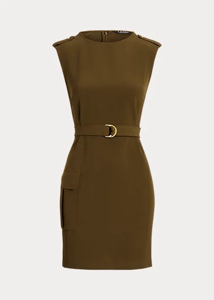 Robe En Crêpe Double Face Avec Ceinture 2 Robe En Crêpe Double Face Avec Ceinture – Image 2