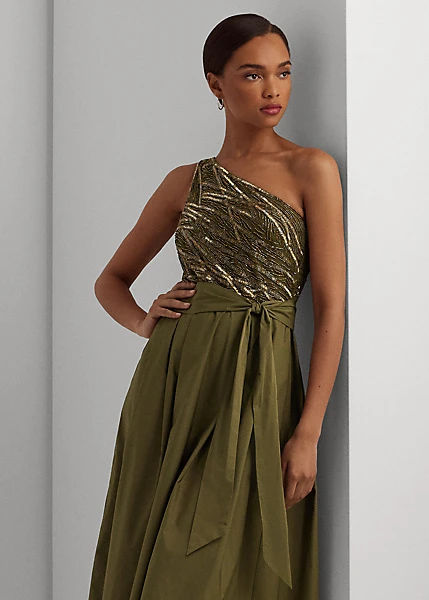 Robe Asymétrique Perlée En Taffetas 3 Robe Asymétrique Perlée En Taffetas – Image 3