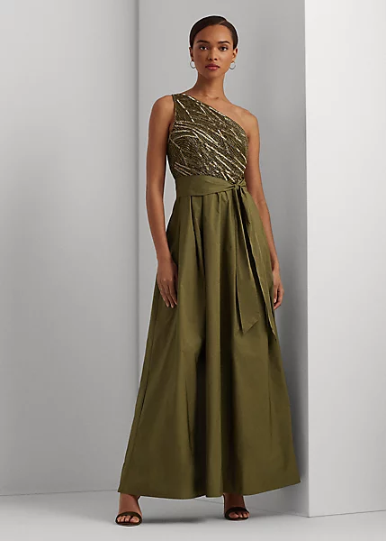 Robe Asymétrique Perlée En Taffetas 1 Robe Asymétrique Perlée En Taffetas