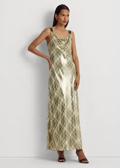 Robe écossaise En Georgette Métallisée