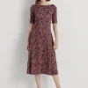 Robe Mi-longue Fleurie En Coton Stretch