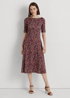 Robe Mi-longue Fleurie En Coton Stretch