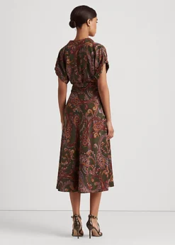 Robe Ceinturée Motif Cachemire En Crêpe -LOLY Femme Vetements Magasin s7 1484358 alternate3