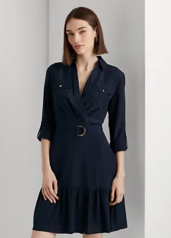 Robe-chemise Ceinturée En Crêpe 7 Robe-chemise Ceinturée En Crêpe -LOLY Femme Vetements Magasin s7 1484359 alternate1