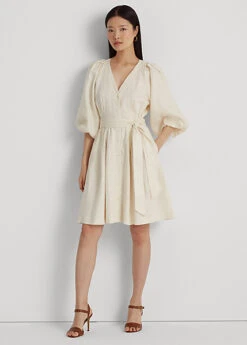 Robe Ceinturée à Manches Ballons En Lin -LOLY Femme Vetements Magasin s7 1484361 alternate1