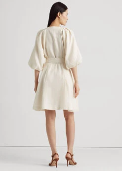 Robe Ceinturée à Manches Ballons En Lin -LOLY Femme Vetements Magasin s7 1484361 alternate3