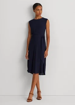 Robe Ceinturée En Crêpe Bulle