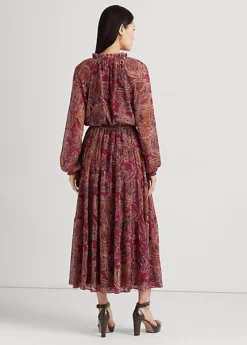 Robe Motif Cachemire Georgette Froissée 8 Robe Motif Cachemire Georgette Froissée -LOLY Femme Vetements Magasin s7 1484479 alternate3