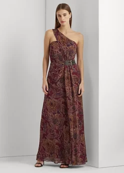 Robe De Soirée Asymétrique En Georgette