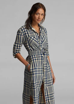 Robe-chemise écossaise En Coton Et Lin -LOLY Femme Vetements Magasin s7 1485190 alternate2