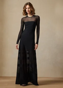 Robe Du Soir Col Rond à Manches Longues