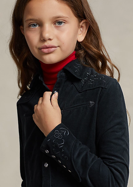 Robe-chemise Western En Velours Côtelé 4 Robe-chemise Western En Velours Côtelé – Image 4