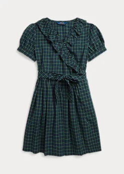 Robe Portefeuille à Motif écossais Coton