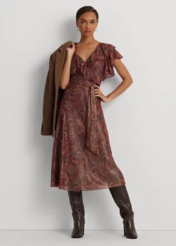 Robe Volantée Mousseline Soie Métallisée