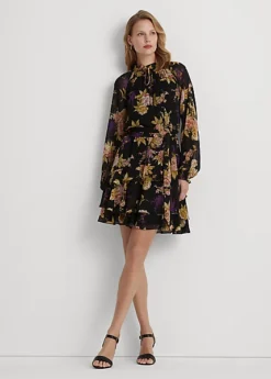 Robe En Georgette Fleurie Froissée