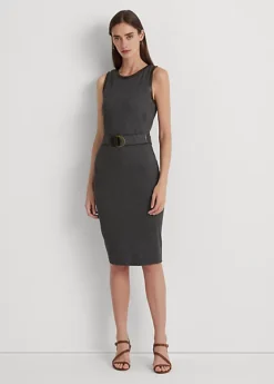 Robe Ceinturée Jacquard Et Cuir Vegan