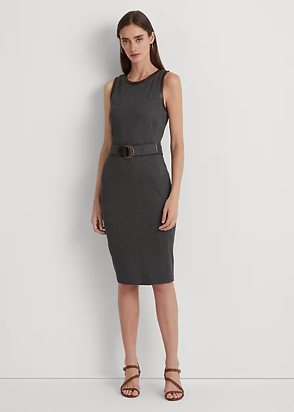 Robe Ceinturée Jacquard Et Cuir Vegan 1 Robe Ceinturée Jacquard Et Cuir Vegan