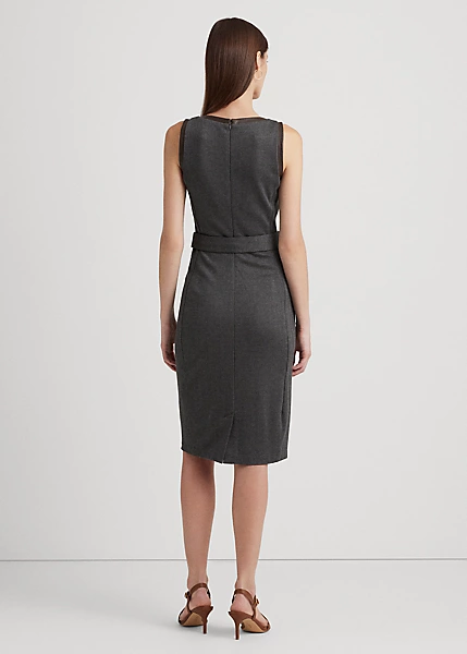 Robe Ceinturée Jacquard Et Cuir Vegan 4 Robe Ceinturée Jacquard Et Cuir Vegan – Image 4