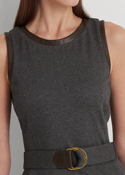 Robe Ceinturée Jacquard Et Cuir Vegan 9 Robe Ceinturée Jacquard Et Cuir Vegan -LOLY Femme Vetements Magasin s7 1493528 alternate4