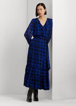 Robe En Georgette à Carreaux Buffalo