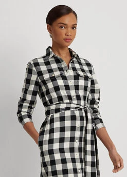 Robe-chemise Ceinturée Sergé à Carreaux -LOLY Femme Vetements Magasin s7 1493642 alternate1