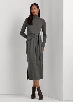 Robe à Col Roulé à Devant Noué