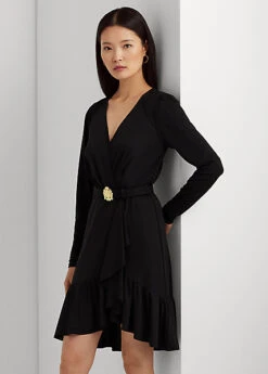 Robe Ceinturée Col En V Croisé En Jersey -LOLY Femme Vetements Magasin s7 1494025 alternate1