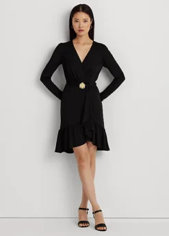 Robe Ceinturée Col En V Croisé En Jersey
