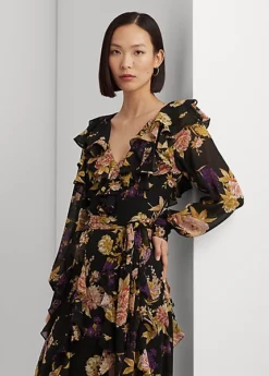 Robe Volantée En Georgette Fleurie 9 Robe Volantée En Georgette Fleurie -LOLY Femme Vetements Magasin s7 1494030 alternate1